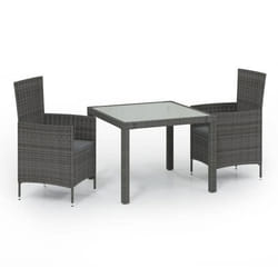 Mobilier de jardin - Non spécifié - Ensemble table et chaises - Résine tressée - Acier enduit de poudre - Gris