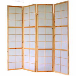 Paravent - Décoshop26 - 4 Panneaux - Bois Naturel - Papier de Riz - 175x176 cm