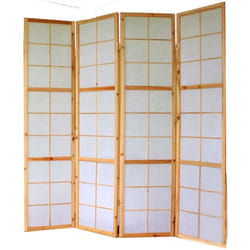 Paravent - Décoshop26 - 4 Panneaux - Bois Naturel - Papier de Riz - 175x176 cm