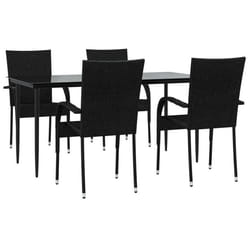 Ensemble table et chaises - Mobilier de jardin - Noir - Résine tressée - Acier enduit - 6 personnes