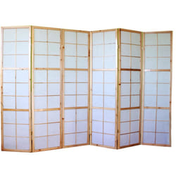 Décoshop26 - Paravent 6 panneaux pans en bois naturel et papier riz 175x264cm PAR06036