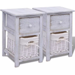 Table de nuit chevet commode armoire meuble chambre 2 pcs bois blanc