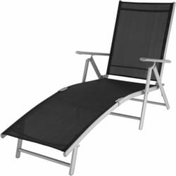 Transat bain de soleil meuble jardin noir/gris