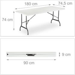 Helloshop26 - Se table et 2 bancs pliants pliable jardin 180 cm blanc