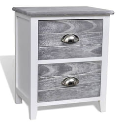 Table de nuit chevet commode armoire meuble chambre 38 x 28 x 45 cm MDF gris et blanc