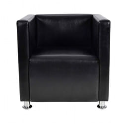 Fauteuil chaise siège lounge design club sofa salon de cube cuir synthétique noir