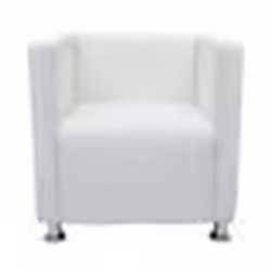 Fauteuil chaise siege lounge design club sofa salon de cube cuir synthetique blanc