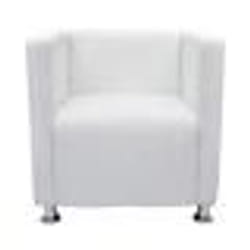 Fauteuil chaise siege lounge design club sofa salon de cube cuir synthetique blanc