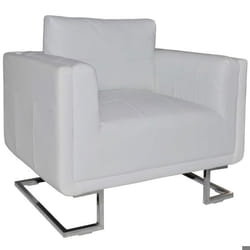 Fauteuil - Helloshop26 - Lounge - Cuir synthétique blanc - Pieds chromés - Design contemporain