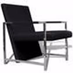 Fauteuil chaise siege lounge design club sofa salon avec pieds chromes synthetique noir