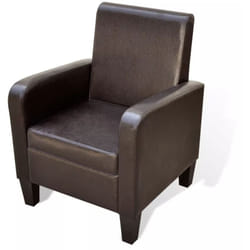 Fauteuil chaise siège lounge design club sofa salon cuir artificiel marron