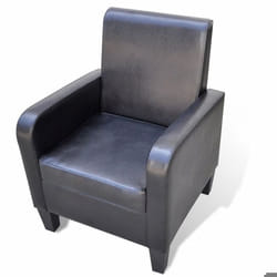 Fauteuil - Helloshop26 - Lounge - Cuir synthétique - Noir - Ergonomique