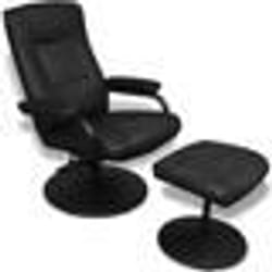 Fauteuil chaise siege lounge design club sofa salon avec repose pied cuir synthetique noir