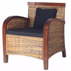 Ce fauteuil en rotin véritable, au look tropical, fera un excellent ajout à votre intérieur. Le cadre en manguier et le vérit ...