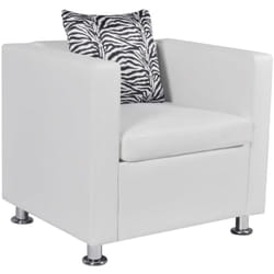 Fauteuil chaise siège lounge design club sofa salon cuir synthétique blanc