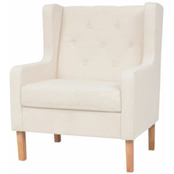 Fauteuil chaise siège lounge design club sofa salon tissu blanc crème