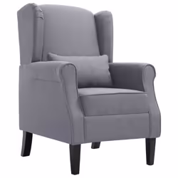 Fauteuil chaise siege lounge design club sofa salon gris fonce tissu