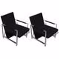 Fauteuil chaise siege lounge design club sofa salon 2 pcs avec cadre chrome cuir synthetique noir