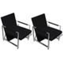 Fauteuil chaise siege lounge design club sofa salon 2 pcs avec cadre chrome cuir synthetique noir