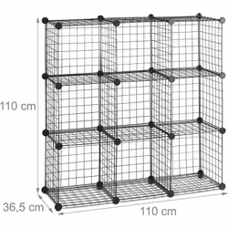 Étagère cubes en métal 9 casiers Dimensions étagère cube 35 x 35 H x L x P : env. 110 x 110 x 36,5 cm Grande étagère pèse env ...