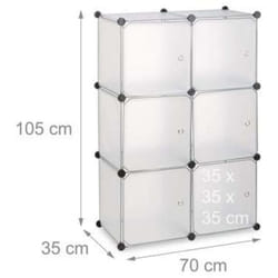Helloshop26 - Armoire étagère système de rangement plastique avec 6 portes transparent