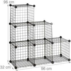 Helloshop26 - Système d'étagère 6 compartiments grille 30 x 30 cm noir