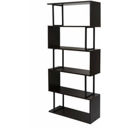 Bibliothèque étagère autoportante meuble de rangement structure 3D 183x80cm 5 niveaux marron foncé métal noir 040001322