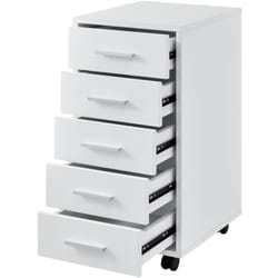 Helloshop26 - Caisson à roulettes mobile avec 5 tiroirs en mdf 63 cm blanc