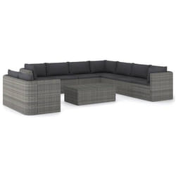 Salon de jardin - Non spécifié - 10 pièces - Résine tressée - Gris - Confortable et moderne