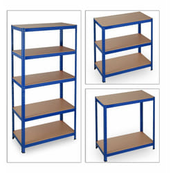 Helloshop26 - tagère charge lourde meuble de rangement à clip cave charge garage 180 cm acier bleu