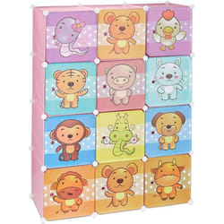 etagere rangement enfants casier modulable plastique animaux penderie armoire rose