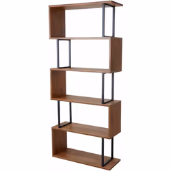 Bibliothèque étagère sur pied en métal et bois véritable 4 niveaux, 142x60cm Cette étagère pratique convainc par ses nombreux ...