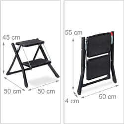 Helloshop26 - Escabeau pliable 2 marches échelle peu encombrante antidérapant en fer noir