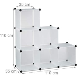 Helloshop26 - tagère escalier 6 compartiments meuble bibliothèque séparation blanc