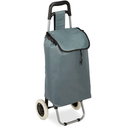 Helloshop26 - Chariot de courses pliable sac amovible 28 litres caddie pour achats roulettes gris