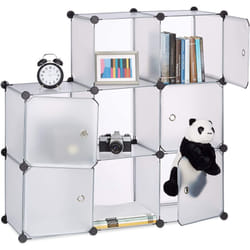 Helloshop26 - tagère rangement 9 casiers portes plastique modulable diy assemblage plug in bibliothèque transparent