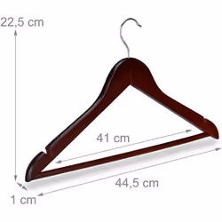 Cintres en bois - Non spécifié - Lot de 10 - Marron - Crochet rotatif 360° - Charge jusquà 5 kg