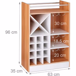 Étagère à vin XL en aperçu Dimensions H x L x P: env. 96 x 63 x 35 cm Espace de rangement: env. 22 bouteilles de vin Pèse env ...
