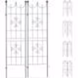 Treillis clôture pour plantes grimpantes - Non spécifié - Set de 2 - Métal laqué - Vert foncé - 180x50x15 cm
