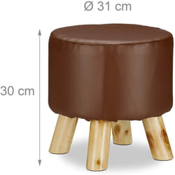 Helloshop26 - Tabouret rond 4 pieds bois et synthétique marron