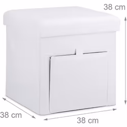 Détails sur le pouf pliant en lin • Dimensions H x l x P: 38 x 38 x 38 cm • Dimensions intérieures H x l x P: 35 x 35 x 35 cm ...