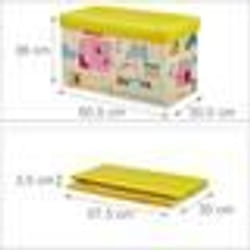 Tabouret coffre boîte jouet pouf rangement enfant jaune