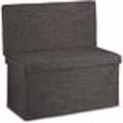Tabouret pouf coffre de rangement pliant en lin 76 cm marron