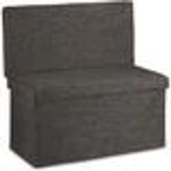 Tabouret pouf coffre de rangement pliant en lin 76 cm marron