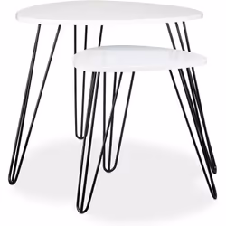 Détails sur le lot de 2 tables d‘appoint • Grande table H x D: 52 x 60 cm, Poids: 5,2 kg • Petite table H x D: 42 x 40 cm, Po ...