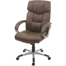 Fauteuil chaise de bureau sur roulettes avec accoudoirs pivotant tissu aspect daim gris foncé 040001807