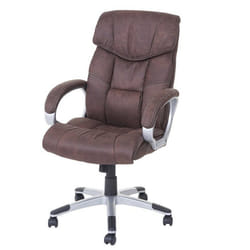 Fauteuil de bureau - Vintage - Marron - Tissu daim - Pivotant - Sur roulettes