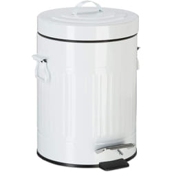 Helloshop26 - Poubelle à pédale vintage cuisine salle de bain en métal 5 litres blanc