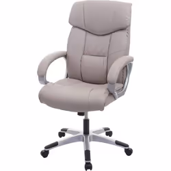 Fauteuil chaise de bureau sur roulettes pivotante hauteur reglable synthetique taupe-gris