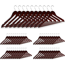 Lot de de 50 cintres avec encoches en bois marron